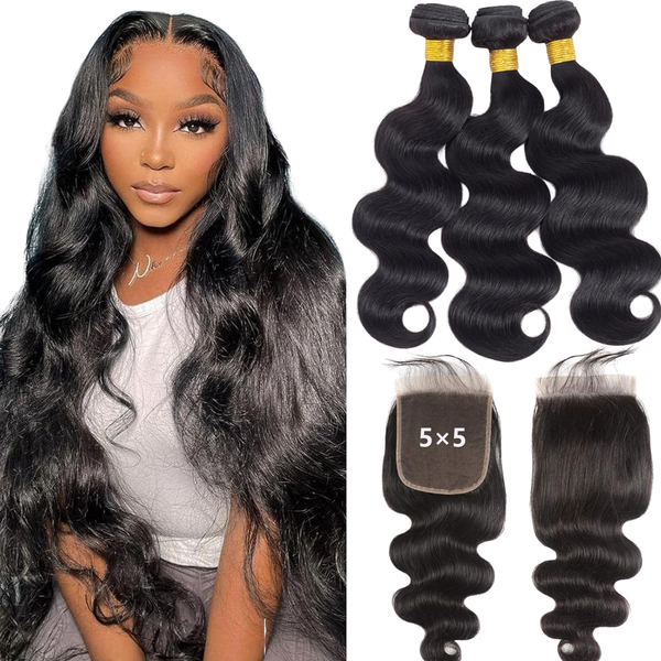 Any Texture 3 Bundles + 5x5 Closure Deal (FREE CLOSURE) 12-30 inches